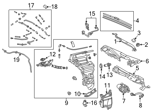 2019 Lexus LS500 Wiper & Washer Components Link Assembly, Front WIPER Diagram for 85150-50220