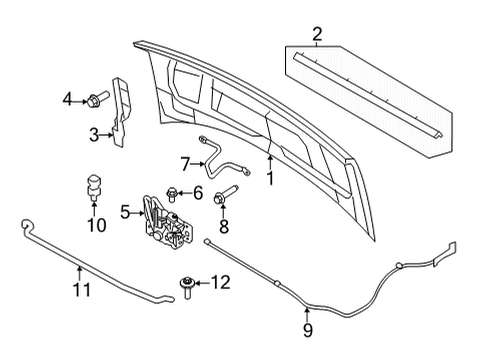 2019 Ford E-350 Super Duty Hood & Components Release Cable Diagram for 8C2Z-16916-B