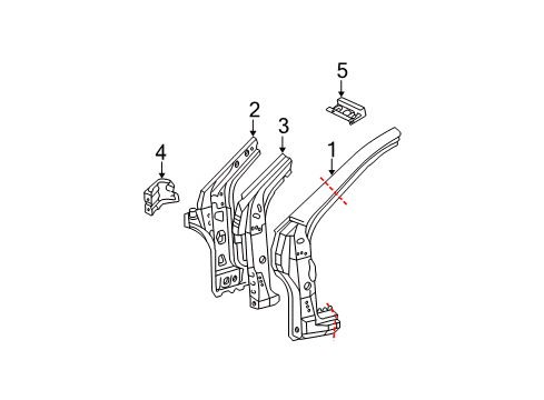 2003 Toyota Corolla Hinge Pillar Inner Pillar Diagram for 61024-02092