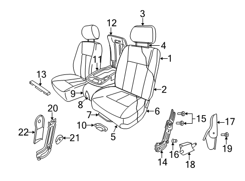2008 Dodge Dakota Front Seat Components Front Seat Cushion Diagram for 1JM081J3AA