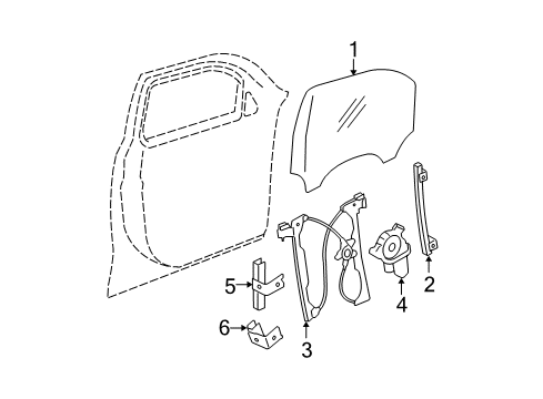 2007 Chevrolet HHR Front Door - Glass & Hardware Motor Kit-Front Side Door Window Regulator Diagram for 15211268