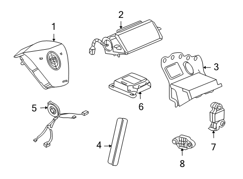 2007 Cadillac XLR Air Bag Components Side Sensor Diagram for 10385785