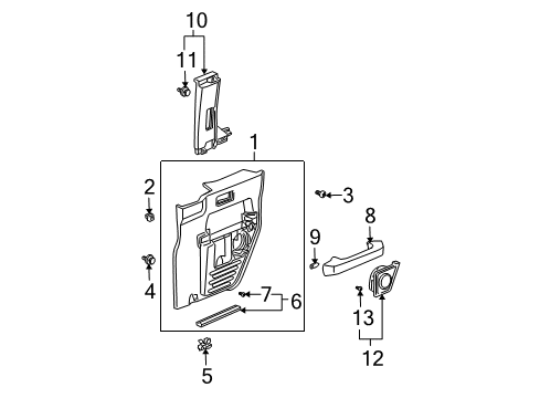 2007 Honda Element Interior Trim - Rear Door Armrest, Driver Side (Gray) Diagram for 83783-SCV-A01ZC