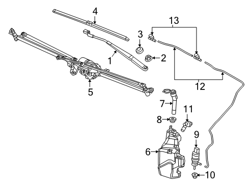 2019 Buick Cascada Wiper & Washer Components Wiper Arm Diagram for 13317342