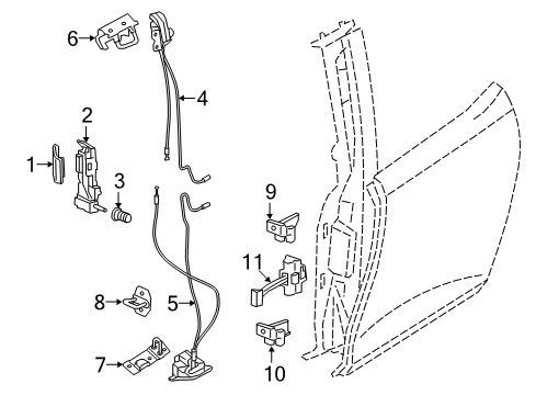 2021 BMW i3 Front Door Door Handle Rear Left Diagram for 51227313879