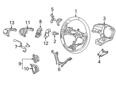 2012 Honda Civic Steering Wheel & Trim Switch Assy., Navigation Guide& HFT Diagram for 35890-TR0-A01