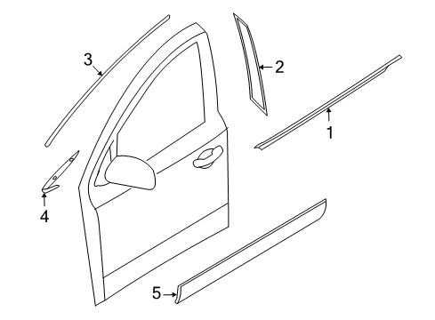 2011 Hyundai Veracruz Exterior Trim - Front Door Weatherstrip Assembly-Front Door Belt Outside RH Diagram for 82220-3J000