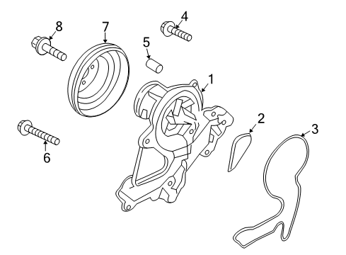 2014 Hyundai Genesis Coupe Water Pump Bolt Diagram for 213593C510