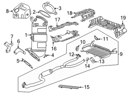 2022 Cadillac CT4 Exhaust Components Converter Clamp Diagram for 12701564