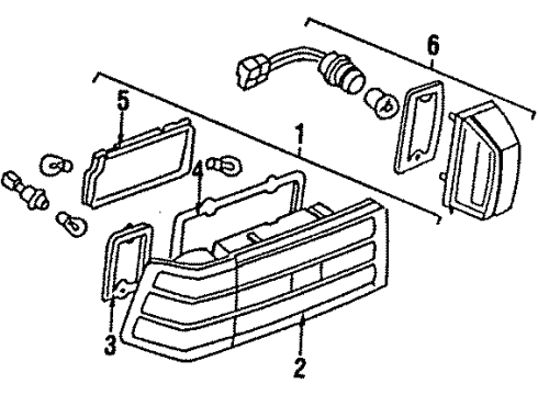 1986 Nissan 200SX Tail Lamps, License Lamps Lamp Assembly-Rear Combination LH Diagram for B6555-32F01