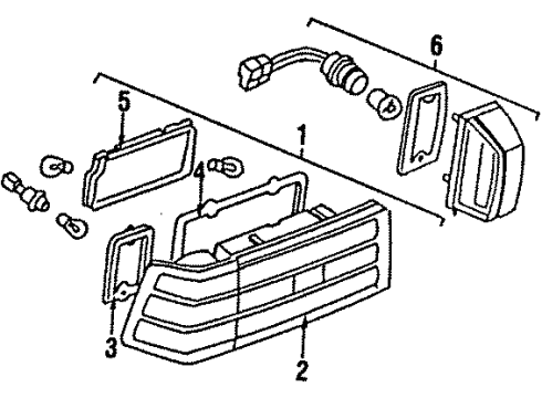 1985 Nissan 200SX Tail Lamps, License Lamps Lens Combination Lamp RH Diagram for 26554-06F01