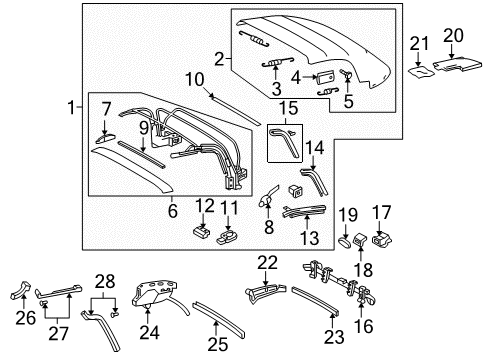 2004 Toyota MR2 Spyder Top Cover & Components Retainer Grommet Diagram for 90189-04022