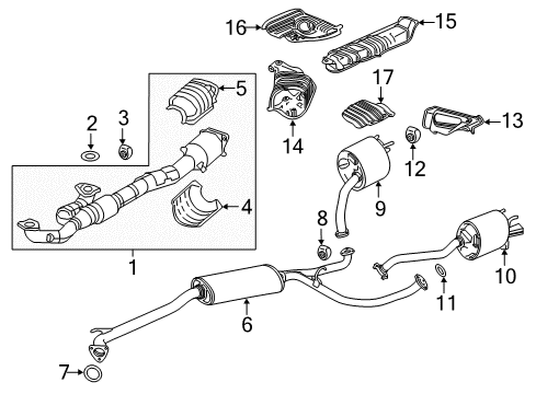 2018 Acura MDX Exhaust Components Rubber, Exhuast Mounting Diagram for 18215-TZ5-A01