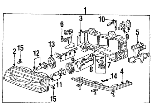 1990 Acura Legend Headlamps Headlight Diagram for 33150-SD4-A02