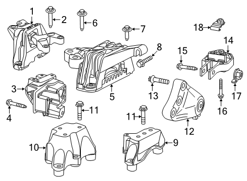 2014 Dodge Dart Engine & Trans Mounting Nut Diagram for 6510214AA