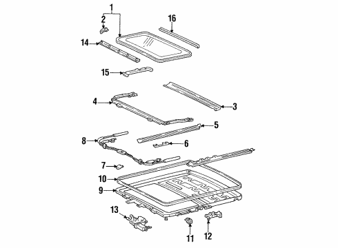 1993 Toyota Land Cruiser Sunroof Housing Diagram for 63203-60014