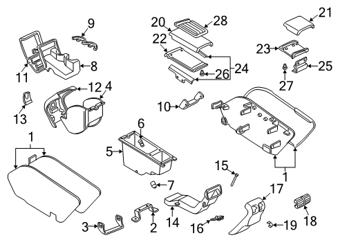 1997 Buick Park Avenue Center Console Console Asm, Front Floor * Gray Diagram for 25721209