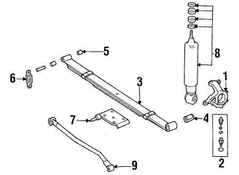 1992 Jeep Wrangler Front Axle, Lower Control Arm, Upper Control Arm, Stabilizer Bar, Suspension Components STABILIZE-R Front Track Diagram for 52040403