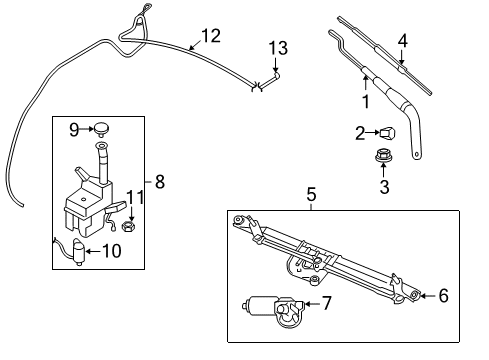 2008 Ford Mustang Wiper & Washer Components Tube Assembly Diagram for 4R3Z-17A605-AA