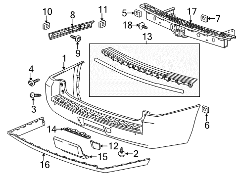 2018 GMC Yukon XL Rear Bumper Tow Eye Cap Diagram for 23142972