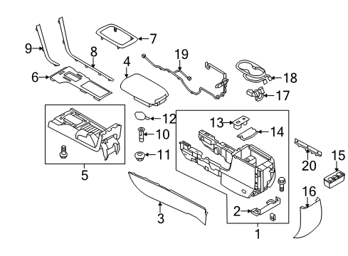 2011 Lincoln MKZ Console Console Assembly Diagram for AH6Z-54045A36-CA