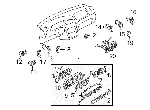 2004 Kia Spectra Instruments & Gauges Cluster Assembly-Instrument Diagram for 940012F230