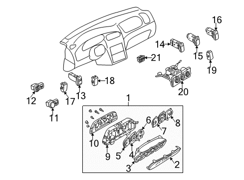 2004 Kia Spectra Gauges Temperature Meter Assembly Diagram for 0K2NA55492