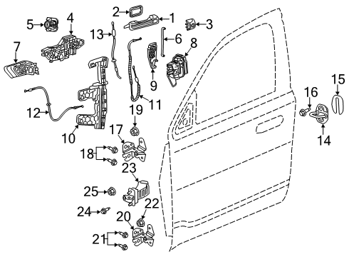 2020 Ram 1500 Lock & Hardware Front Door Latch Left Diagram for 68211097AD