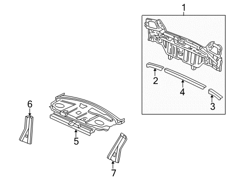 2003 Acura CL Rear Body Gusset, Right Rear Bulkhead Diagram for 66511-S0K-A03ZZ