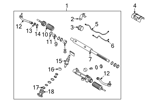 2007 Kia Amanti Steering Column & Wheel, Steering Gear & Linkage Cover Assembly-Dust Diagram for 562504D001
