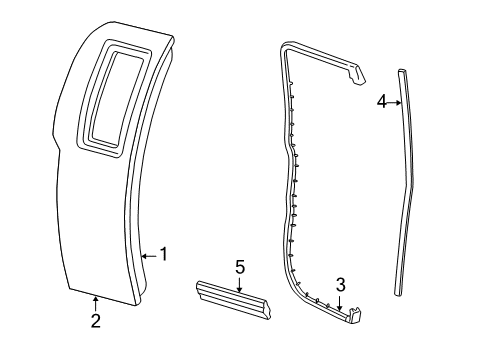 1998 Ford F-150 Rear Door & Components, Exterior Trim Body Side Molding Diagram for F75Z-1825532-APTM