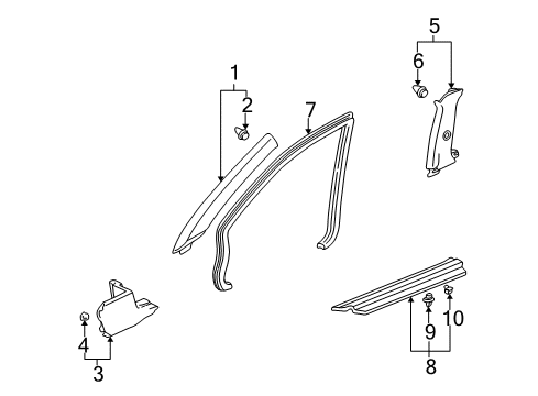 2001 Acura CL Interior Trim - Pillars, Rocker & Floor Garnish Assembly, Right Front Pillar (Seagull Gray) Diagram for 84101-S3M-A01ZB