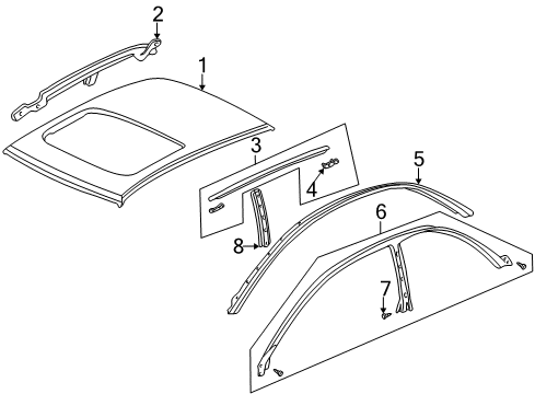 1998 Acura Integra Roof & Components Retainer, Passenger Side Center Pillar Diagram for 72385-SK8-023