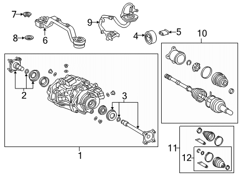 2020 Toyota Prius AWD-e Axle & Differential - Rear Axle Shaft Assembly Diagram for 42340-47010