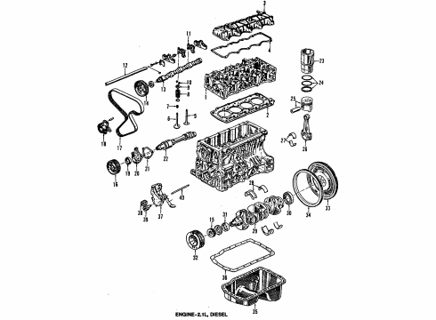 1987 Jeep Cherokee Engine Parts, Mounts, Cylinder Head & Valves, Camshaft & Timing, Oil Pan, Oil Pump, Crankshaft & Bearings, Pistons, Rings & Bearings Seal-Front Main CRANKSHAFT Diagram for 33004681