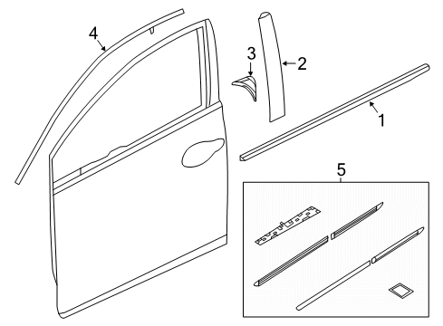 2018 Honda Civic Exterior Trim - Front Door Garnish Assy., L. FR. Door Sash Diagram for 72470-TEA-T01