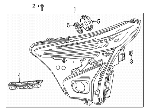 2022 Chevrolet Bolt EUV Headlamp Components Headlamp Assembly Diagram for 42788714