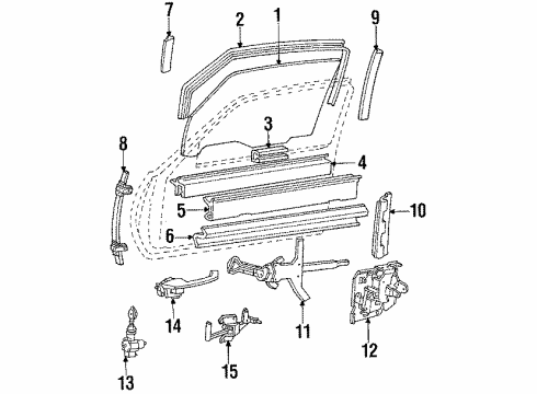 1986 Cadillac Eldorado Glass - Front Door Switch, Side Window Diagram for 3635950