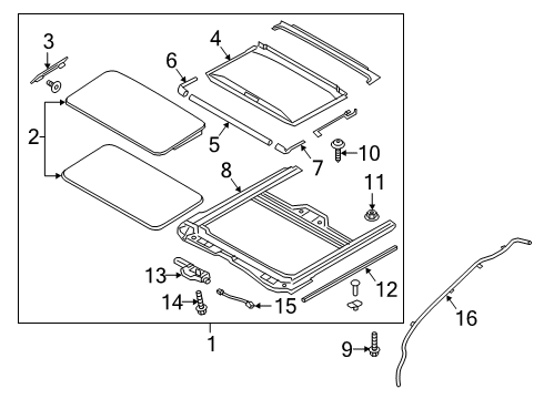 2020 Hyundai Kona Sunroof Overhead Console Lamp Assembly Diagram for 92810-J9100-TRY