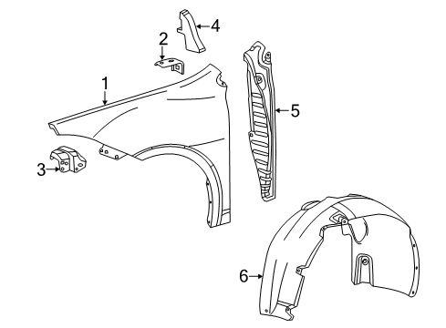 2013 Dodge Dart Fender & Components Bracket-Fender Mounting Front Diagram for 68089476AA