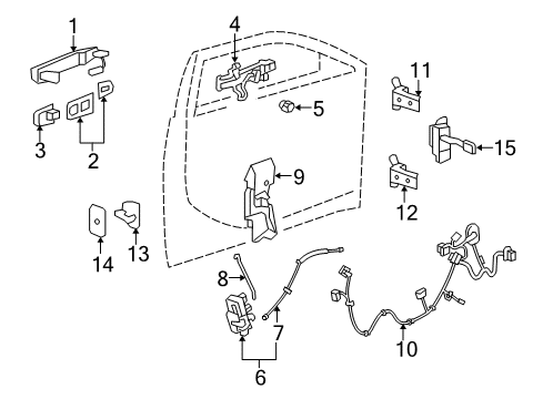 2013 Cadillac CTS Front Door - Lock & Hardware Handle, Outside Diagram for 20869089