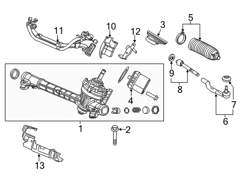 2012 Honda Civic Steering Gear & Linkage Box, Power Steering Gear Diagram for 53601-TR0-A04