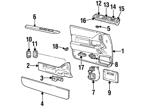 1998 Buick LeSabre Power Seats Reflector Asm-Front Side Door Warning *Red Diagram for 25554385