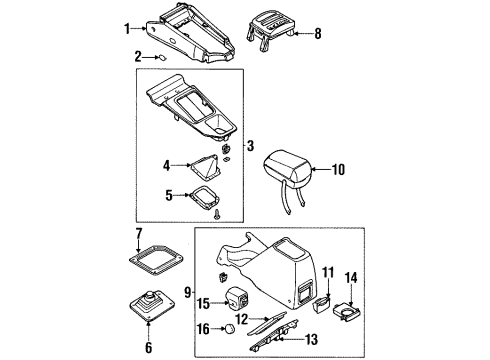 1998 Kia Sportage Center Console Panel Assembly-Boot Diagram for 0K08G64330B