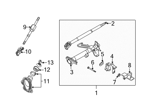 2007 Nissan 350Z Steering Column & Wheel, Steering Gear & Linkage Column Assy-Steering, Upper Diagram for 48810-CD010