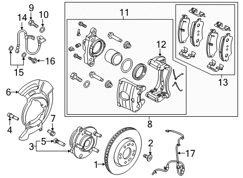 2019 Hyundai Ioniq Brake Components Rear Disc Brake Pad Kit Diagram for 58302-G7A30