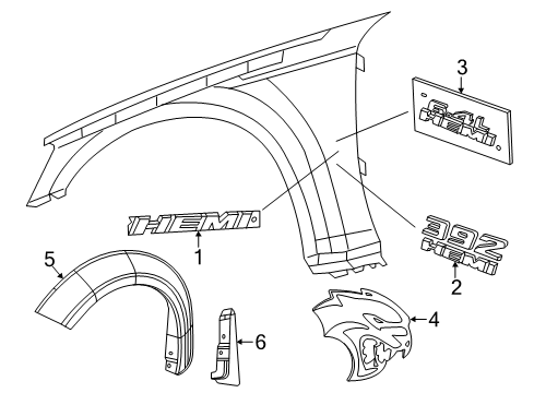 2020 Dodge Charger Exterior Trim - Fender SPAT-Front Fender Diagram for 68451052AA