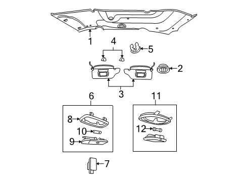 2006 Ford Freestar Interior Trim - Roof Bulb Diagram for DOZZ-13466-A