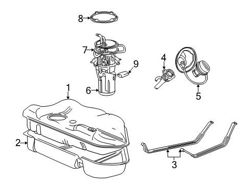 2001 Mercury Sable Fuel Supply Fuel Pump Diagram for YF1Z-9H307-EG