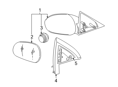 2005 Ford Mustang Mirrors Cover Diagram for 5R3Z-17K709-AAA